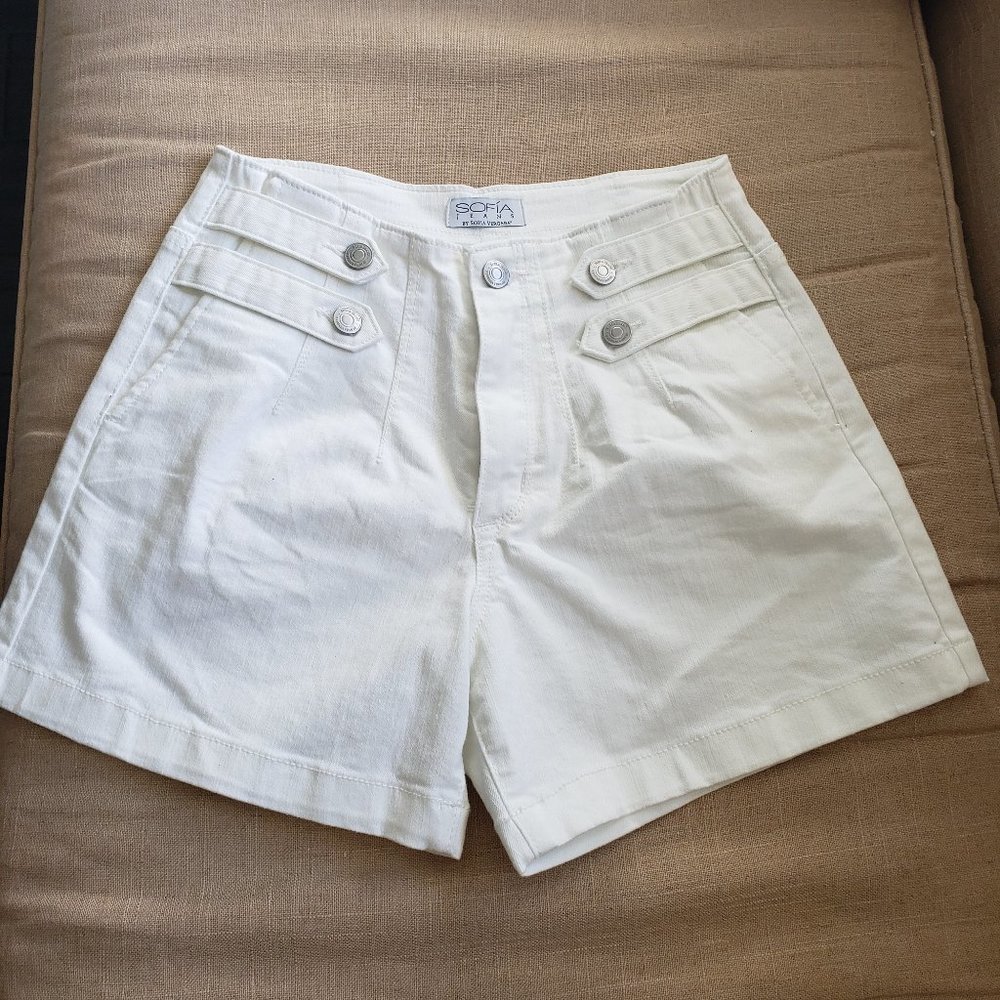 Sofia Jeans Women's Relaxed Straight High Rise Tab Waist Shorts Size 0